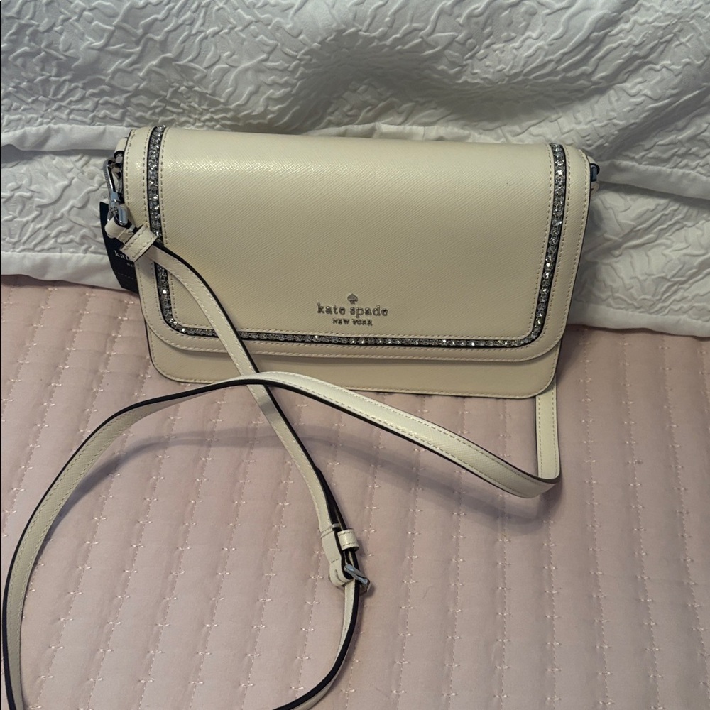 ♠️Kate Spade Madison Willow Medium Flap Convertible Crossbody, Meringue White
